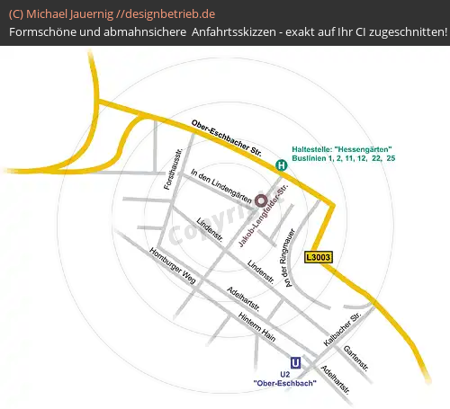 Anfahrtsskizzen erstellen / Anfahrtsskizze Bad-Homburg (Detailkarte)   