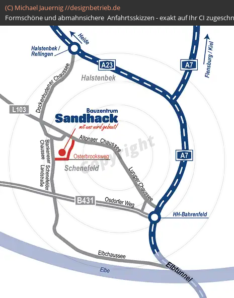 Anfahrtsskizzen erstellen / Anfahrtsskizze Hamburg Schenefeld   Bauzentrum Sandhack