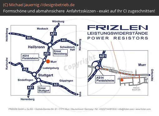 Anfahrtsskizzen erstellen / Anfahrtsskizze Murr   FRIZLEN GmbH u. Co KG.