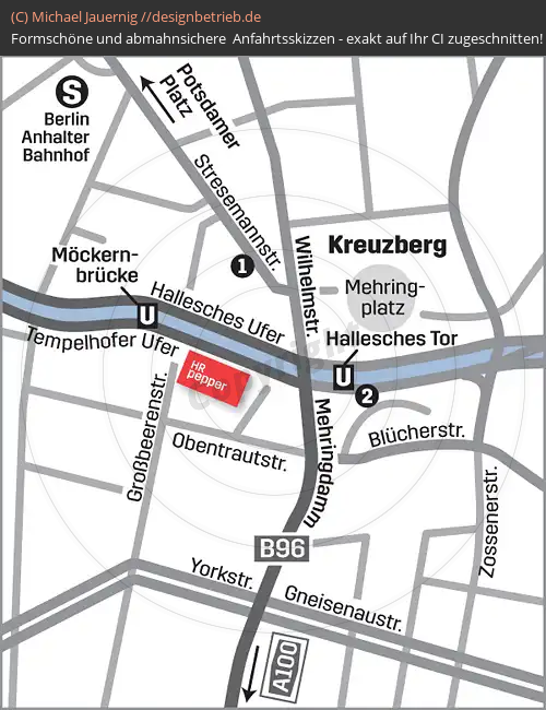 Anfahrtsskizzen erstellen / Anfahrtsskizze Berlin Kreuzberg (Detailkarte)   HRPepper