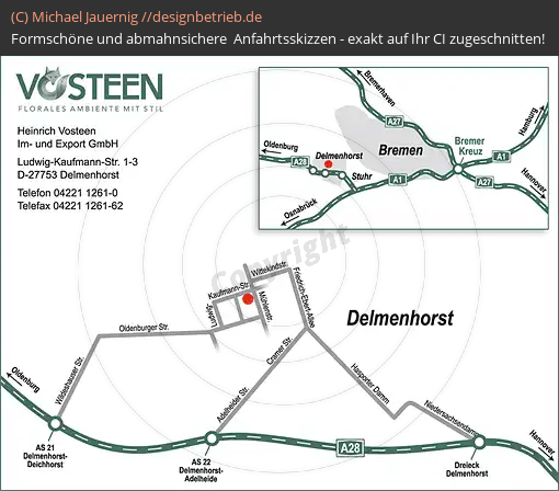 Anfahrtsskizzen erstellen / Anfahrtsskizze Delmenhorst   Heinrich Vosteen Im- und Export GmbH