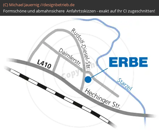 Anfahrtsskizzen erstellen / Anfahrtsskizze Rangendingen Detailskizze   ERBE Elektromedizin GmbH