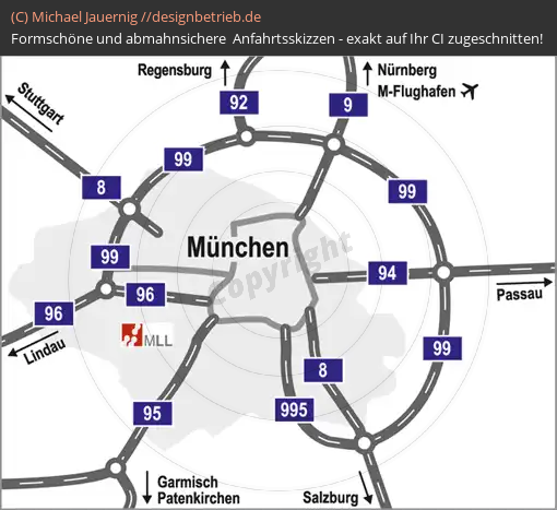 Anfahrtsskizzen erstellen / Anfahrtsskizze München Übersichtskarte   MLL Münchner Leukämielabor GmbH
