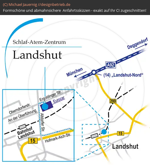 Anfahrtsskizzen erstellen / Anfahrtsskizze Landshut   Löwenstein Medical GmbH & Co. KG
