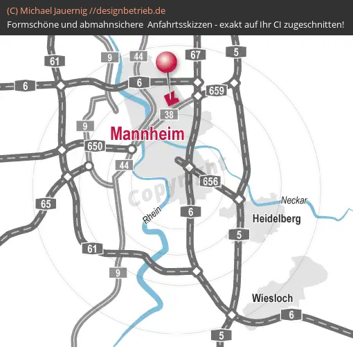 Anfahrtsskizzen erstellen / Anfahrtsskizze Mannheim (Übersichtskarte)   ADVICO Partner Rhein-Neckar