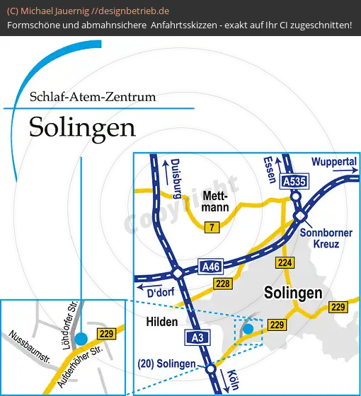 Anfahrtsskizzen erstellen / Anfahrtsskizze Solingen Löhdorfer Straße   Löwenstein Medical GmbH & Co. KG