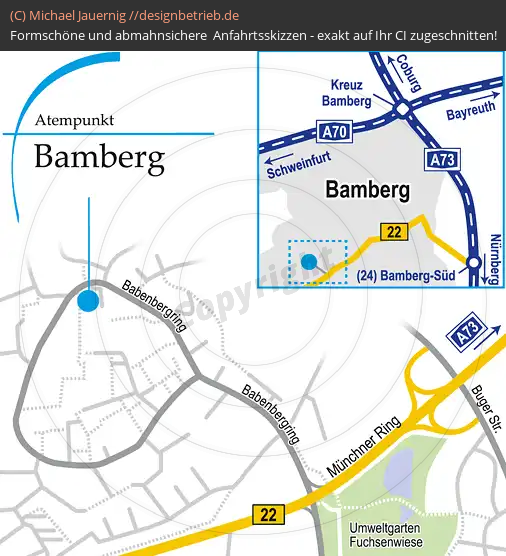 Anfahrtsskizzen erstellen / Anfahrtsskizze Bamberg Babenbergring   Löwenstein Medical GmbH & Co. KG