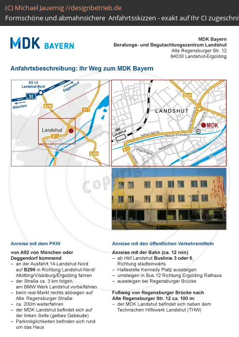 Anfahrtsskizzen erstellen / Anfahrtsskizze Landshut Alte Regensburger Straße   MDK Bayern