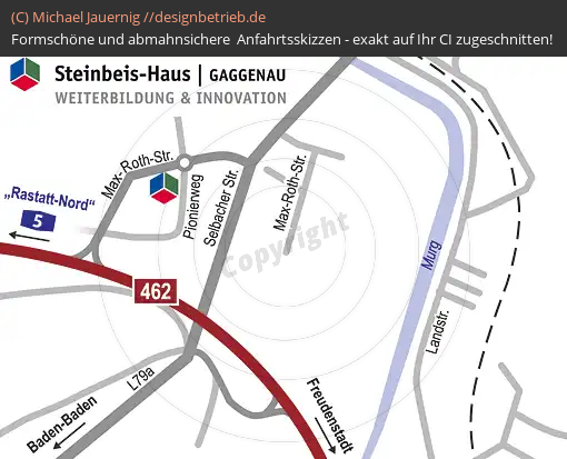 Anfahrtsskizzen erstellen / Anfahrtsskizze Gaggenau Max-Roth-Straße   Steinbeis Business Academy