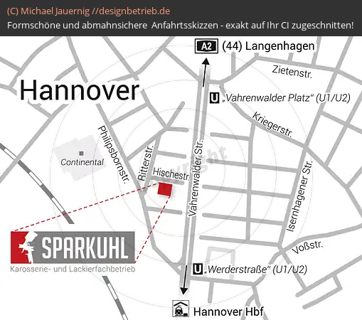 Anfahrtsskizzen erstellen / Anfahrtsskizze Hannover Hischestraße   Sparkuhl GmbH