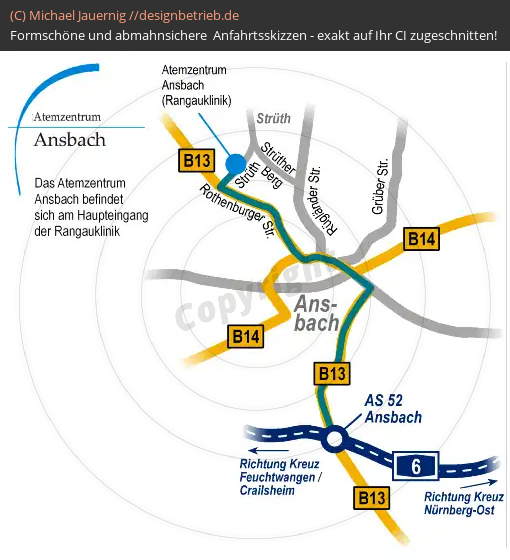 Anfahrtsskizzen erstellen / Anfahrtsskizze Ansbach   Löwenstein Medical GmbH & Co. KG