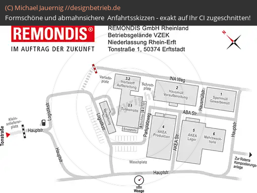 Anfahrtsskizzen erstellen / Anfahrtsskizze Erftstadt Betriebsgelände Lageplan   REMONDIS