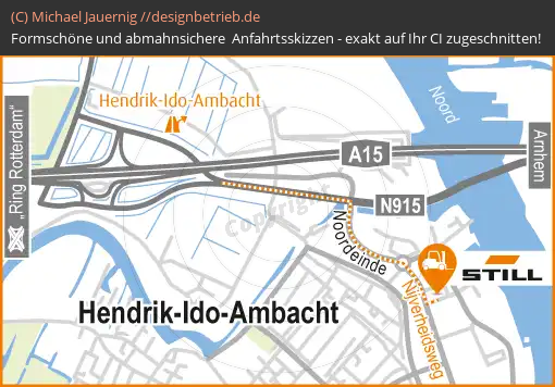 Anfahrtsskizzen erstellen / Anfahrtsskizze Hendrik-Ido-Ambacht bei Rotterdam (Niederlande) Detailskizze   STILL GmbH