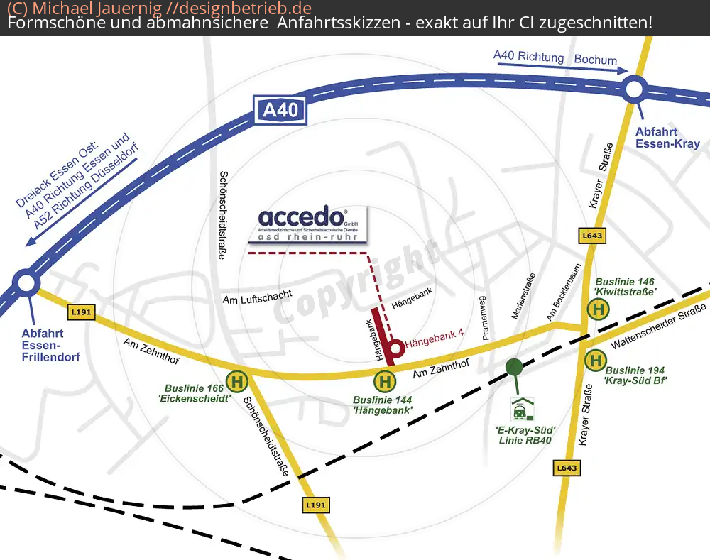 Anfahrtsskizzen erstellen / Anfahrtsskizze Essen   (accedo GmbH)