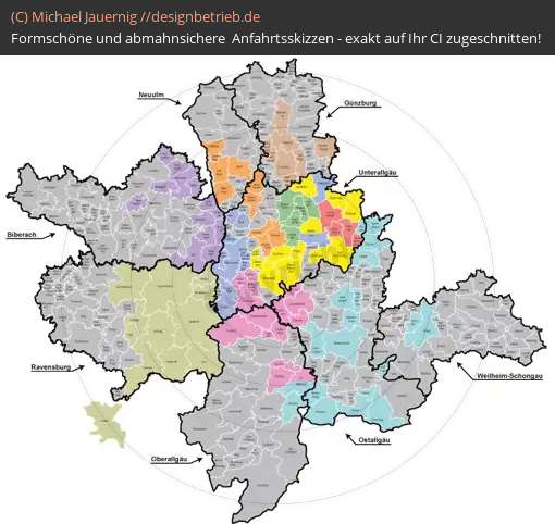 Anfahrtsskizzen erstellen / Anfahrtsskizze Landkreise Bayern und Baden-Württemberg   VR-Bank Memmingen eG