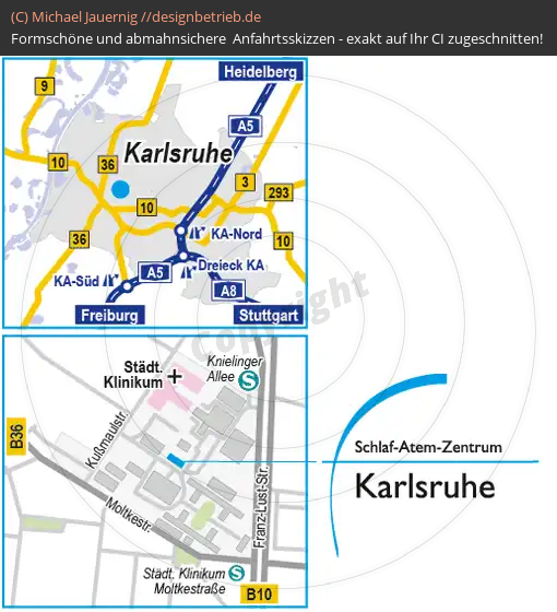 Anfahrtsskizzen erstellen / Anfahrtsskizze Karlsruhe   Schlaf-Atem-Zentrum 1 | Löwenstein Medical GmbH & Co. KG