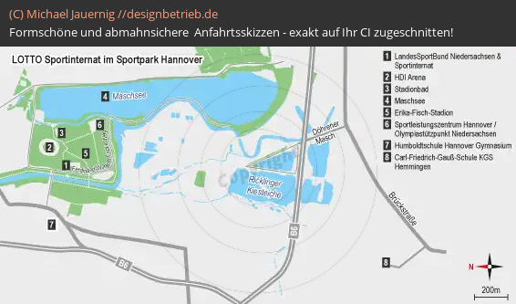 Anfahrtsskizzen erstellen / Anfahrtsskizze Hannover (Lageplan Sportpark)   LandesSportBund Niedersachsen e.V.