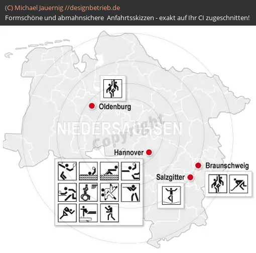 Anfahrtsskizzen erstellen / Anfahrtsskizze Niedersachsen Übersichtskarte   LandesSportBund Niedersachsen e.V.