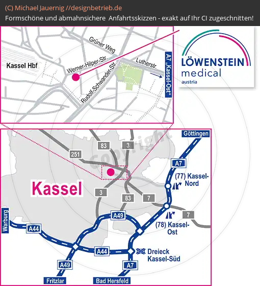 Anfahrtsskizzen erstellen / Anfahrtsskizze Kassel   Niederlassung | Löwenstein Medical GmbH & Co. KG