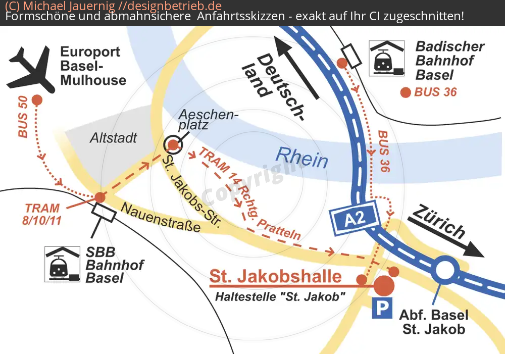Anfahrtsskizzen erstellen / Anfahrtsskizze Basel   (St. Jakobshalle)