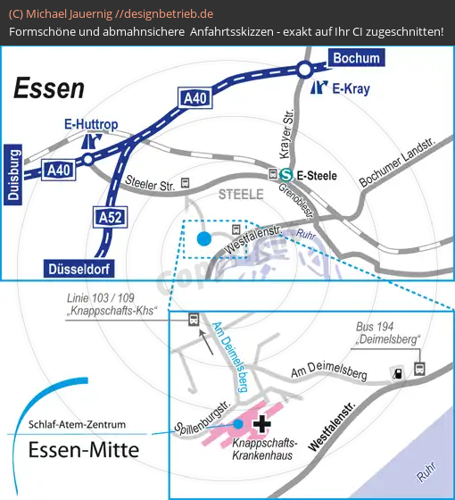 Anfahrtsskizzen erstellen / Anfahrtsskizze Essen   Schlaf-Atem-Zentrum | Löwenstein Medical GmbH & Co. KG