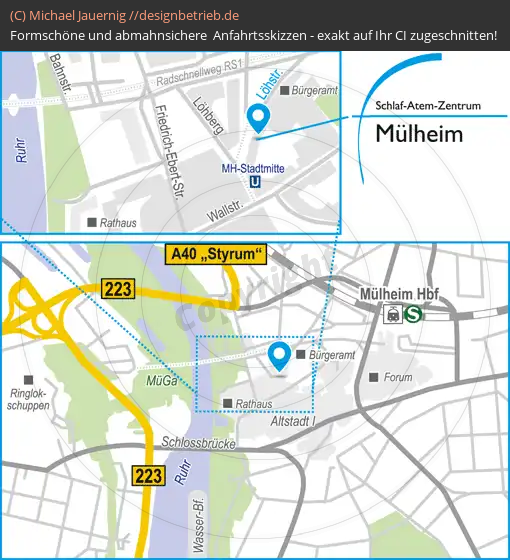 Anfahrtsskizzen erstellen / Anfahrtsskizze Mülheim an der Ruhr   Schlaf-Atem-Zentrum | Löwenstein Medical GmbH & Co. KG