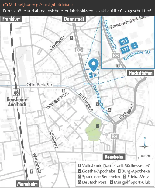 Anfahrtsskizzen erstellen / Anfahrtsskizze Bensheim-Auerbach Detailskizze  Dreher & Blasberg Immobiliengesellschaft mbH