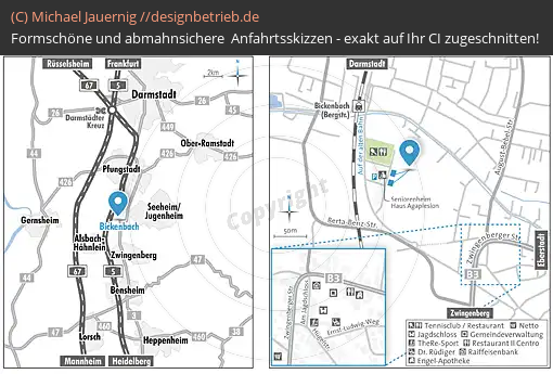 Anfahrtsskizzen erstellen / Anfahrtsskizze Bickenbach Auf der alten Bahn   Engelhardt & Cie. Bauunternehmen GmbH