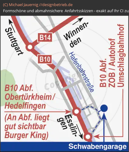 Anfahrtsskizzen erstellen / Anfahrtsskizze Stuttgart Obertürkheim   Schwabengarage
