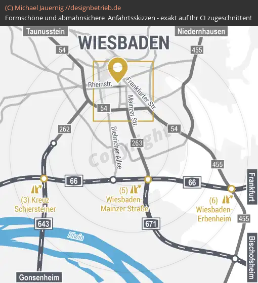 Anfahrtsskizzen erstellen / Anfahrtsskizze Wiesbaden   Übersichtskarte | Waider Mediendesign