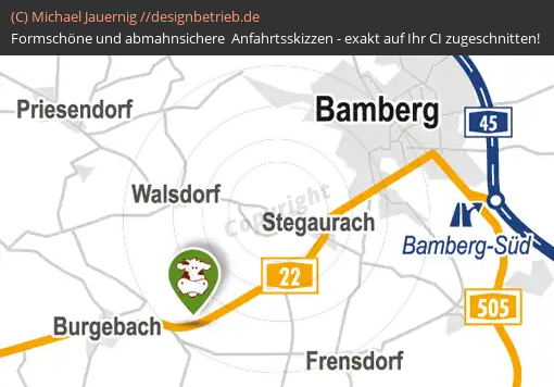 Anfahrtsskizzen erstellen / Anfahrtsskizze Oberharnsbach bei Bamerg   Übersichtskarte | Familie Metzner